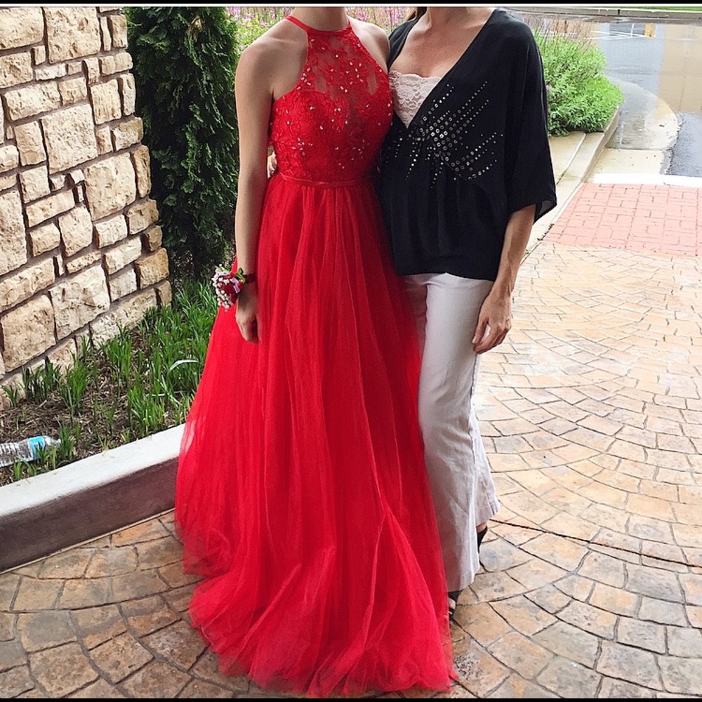 Camille la vie Red Prom Dress Open Back